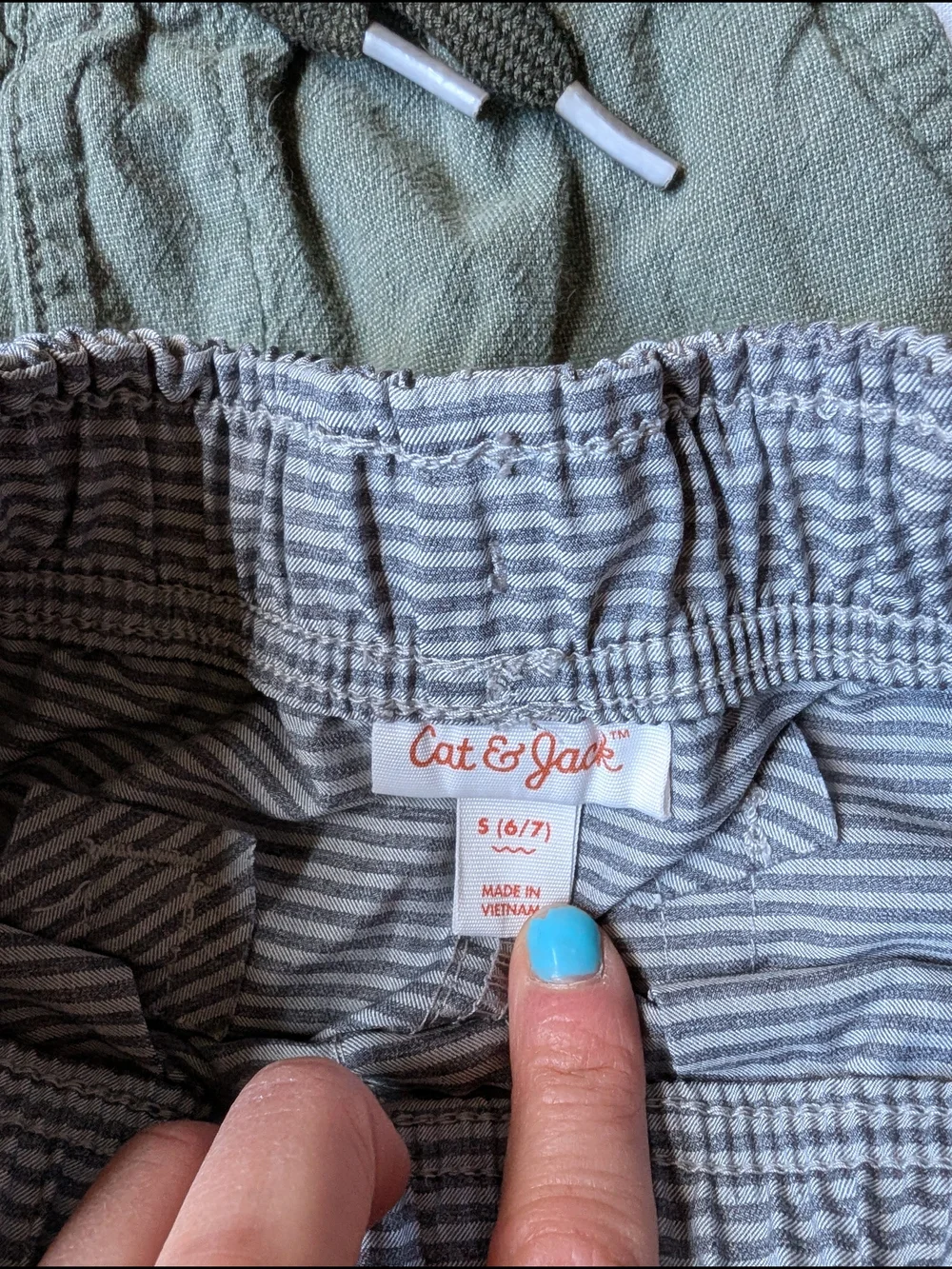 Old Navy Boys 3-Pack Shorts in Olive, Gray, and Striped Gray